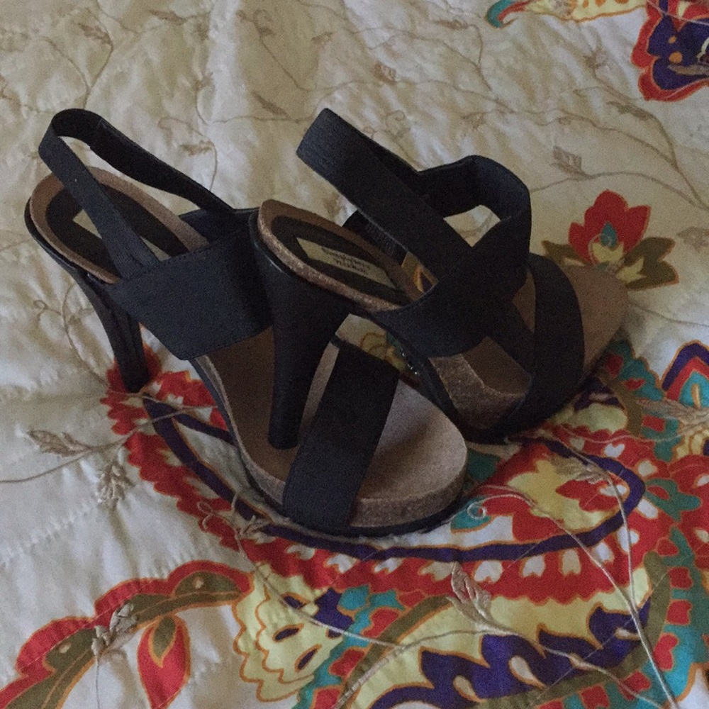 Vera Wang cork platform heels.